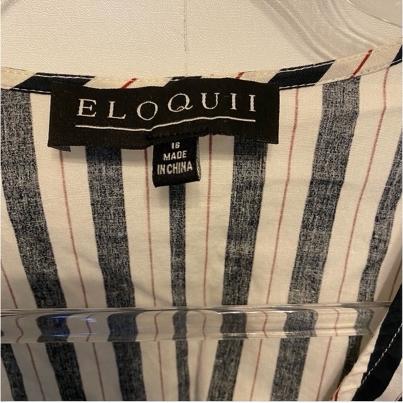 Eloquii Printed Puff Sleeve Wrap Dress Size 16, 97% Cotton - Picture 7 of 11